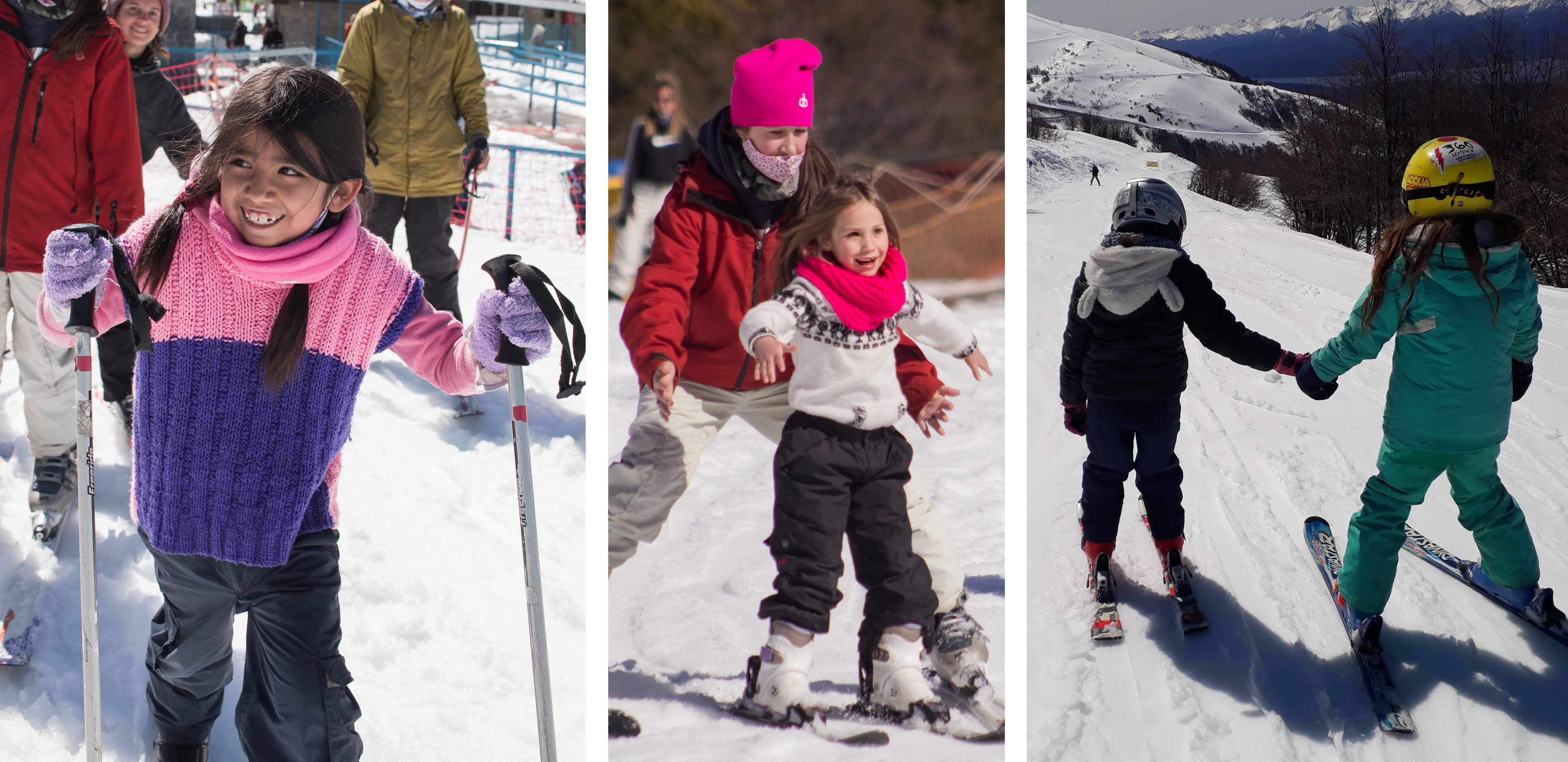 Fotografías de niñes esquiando en el cerro